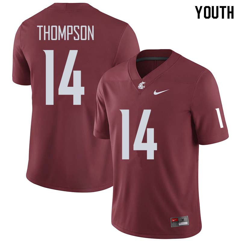 Youth #14 Jack Thompson Washington State Cougars College Football Jerseys Sale-Crimson